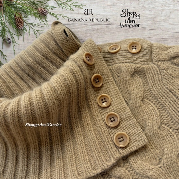 Banana Republic Angora Blend Cable Knit Convertible Collar Sweater *iamwarrior - Picture 5 of 11